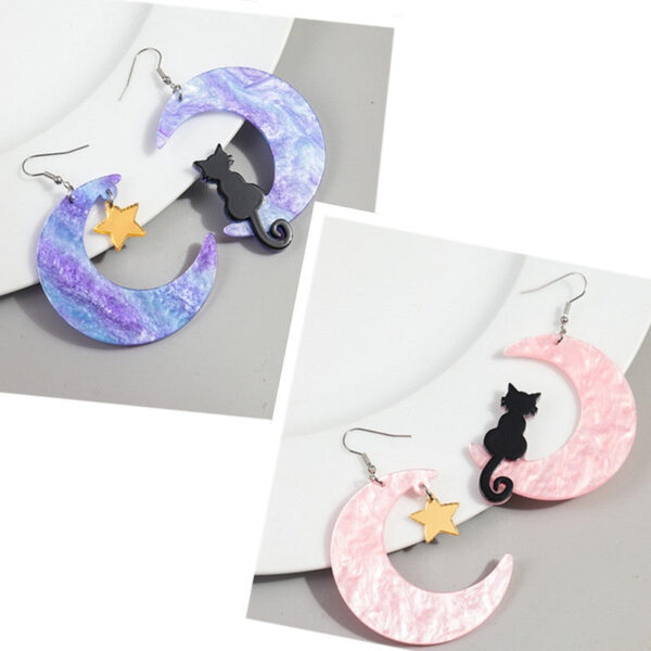 O1CN01rXyqCD27Sccsr6qyw__3843297796-0-cib Wholesale Asymmetric Acrylic Moon Cat Creative Exaggerated Earrings