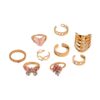 Wholesale Alloy Pink Butterfly Diamond Heart Hollow Nine Pieces Ring Set