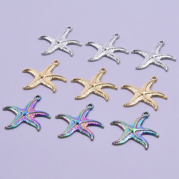 Wholesale 5pcs Steel Color Irregular Starfish Titanium Steel Colorful Pendant Accessories