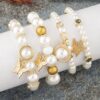 Wholesale Pearl Butterfly Stretch Multilayer Acrylic Bracelet