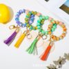 Wholesale Silicone Bead Wood Chip Bracelet Keychain