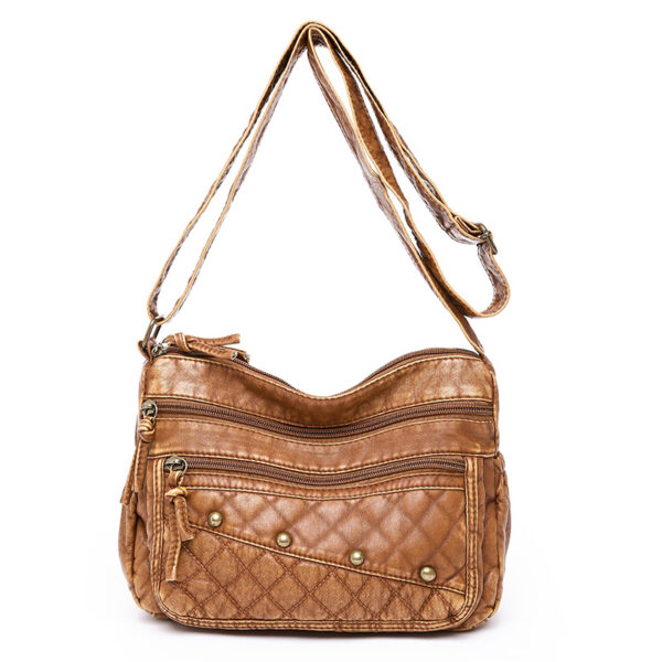 Wholesale Pu Soft Leather Rhombic Embroidery Thread Large Capacity Shoulder Bag