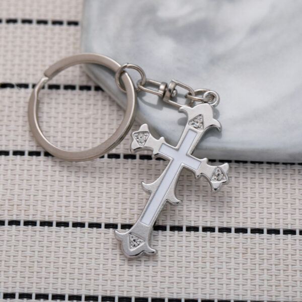 Wholesale Halloween Zinc Alloy Four Diamond Flower Cross Keychain