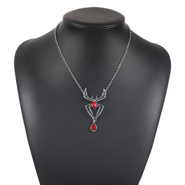 Wholesale Halloween Creative Ruby Spider Necklace