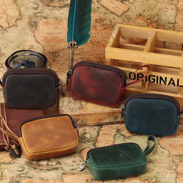 Wholesale Genuine Leather Zipper Coin Holder Coin Purse