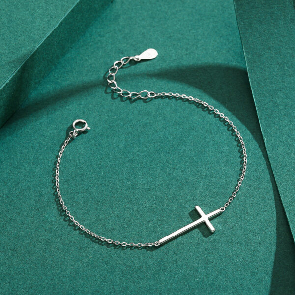 Wholesale S925 Sterling Silver Mirror Design Sense Cross Bracelet OLY-BT-MoD007
