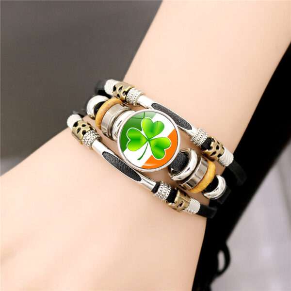 Wholesale Irish Flag Shamrock Alloy Bracelet