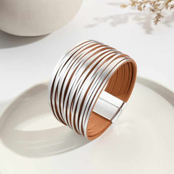 Wholesale Multi Gradient Mixed Color Leather Magnetic Buckle Bracelet