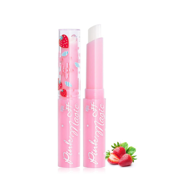 Wholesale Plastic Strawberry Color Changing Lipstick Moisturizing Lip Balm