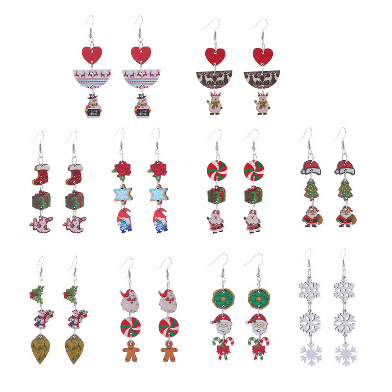 Wholesale Christmas Elk Snowflake Cute Long op Earrings