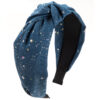 Wholesale Denim Fabric Creative Polka Dot Wide Edge Knotted Headband