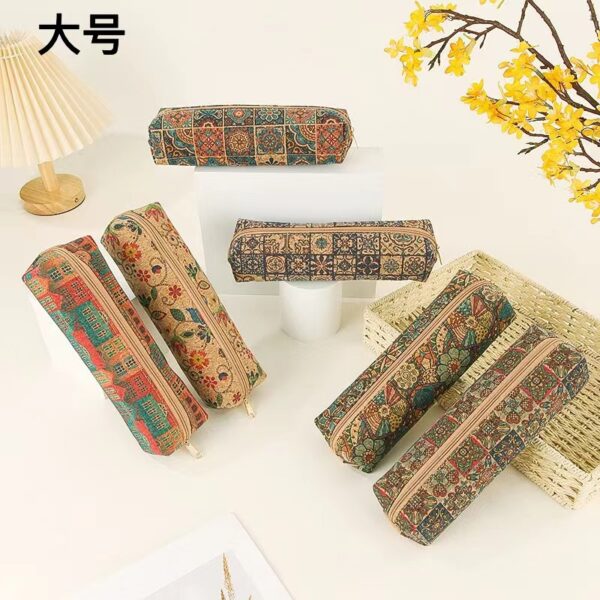 Wholesale Retro Patterned Leather Large Capacity Pencil Case