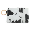 Wholesale PU Cow Pattern Solid Color Card Holder Keychain