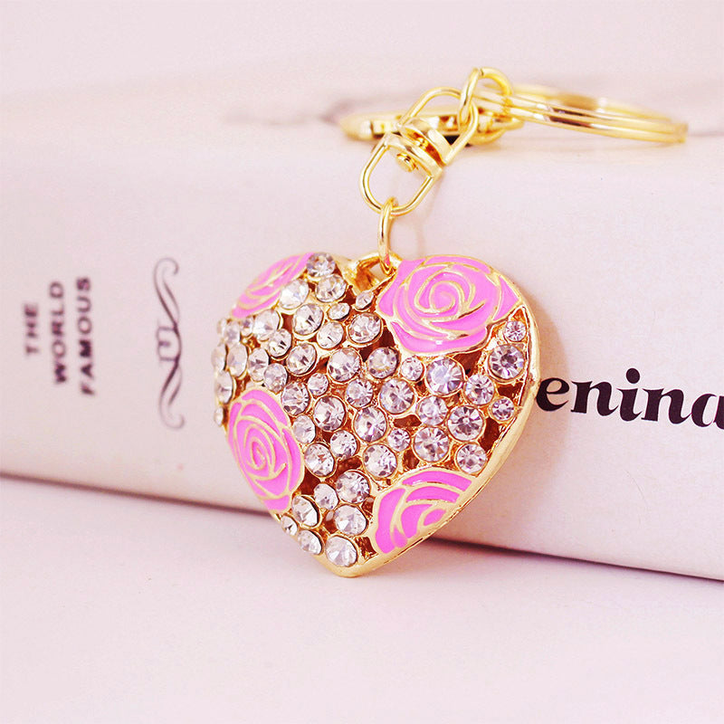 Wholesale Valentine's Day Creative Crystal Rose Alloy Keychain