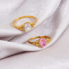 Wholesale 18K Gold Plated Stainless Steel Ring with Crystal Halo Stone