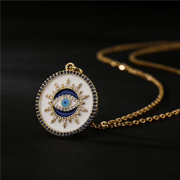 Wholesale White Devil's Eye Pendant Gold Plated Necklaces
