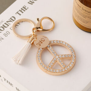 O1CN01rtBcPk2A5DDck1wMn__1874418151-0-cib Wholesale Peace Sign Tassel Keychain