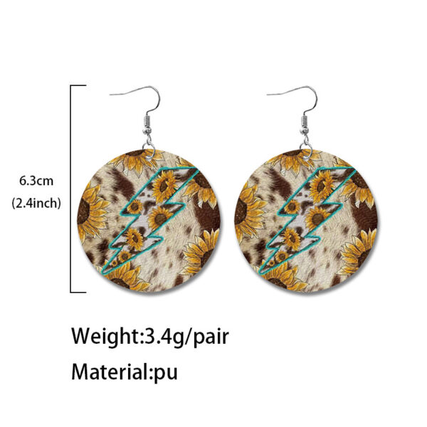 Wholesale Western Style Sunflower Cow Leather Earrings