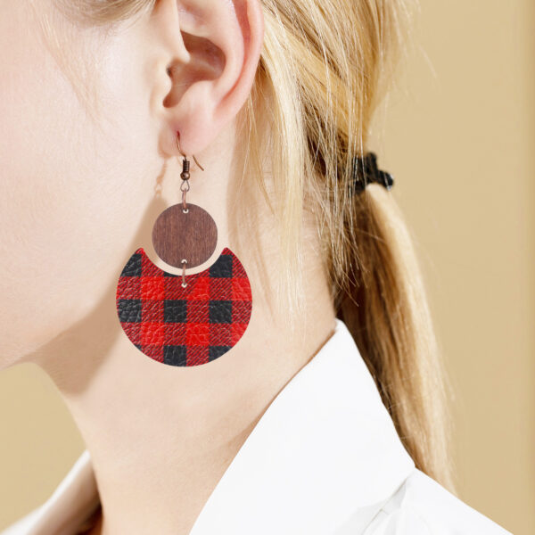 Wholesale Crescent Shaped Leather Plaid Braid Pattern Colorful Earrings