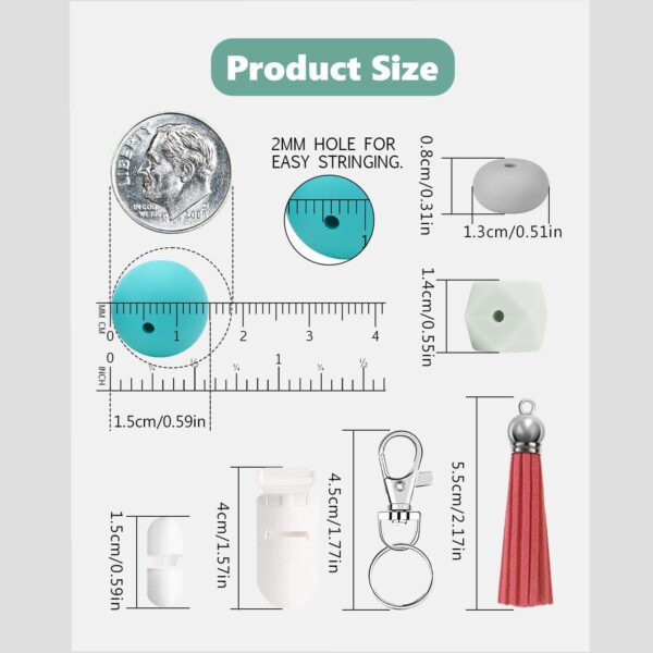 Wholesale 225 Colored 15mm Silicone Loose Beads DIY Wrist Keychain Kit