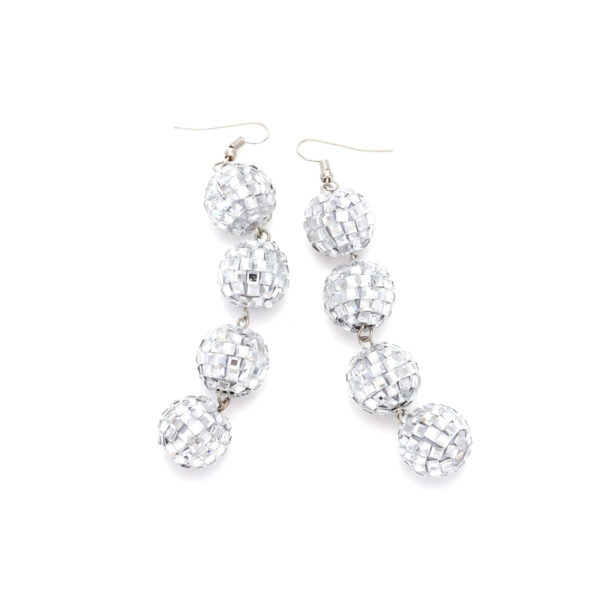 Wholesale Super Glitter Handmade Beaded Disco Ball Long Mirror Bead Earrings