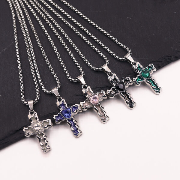 Wholesale Diamond Oil Dripping Cross Necklace