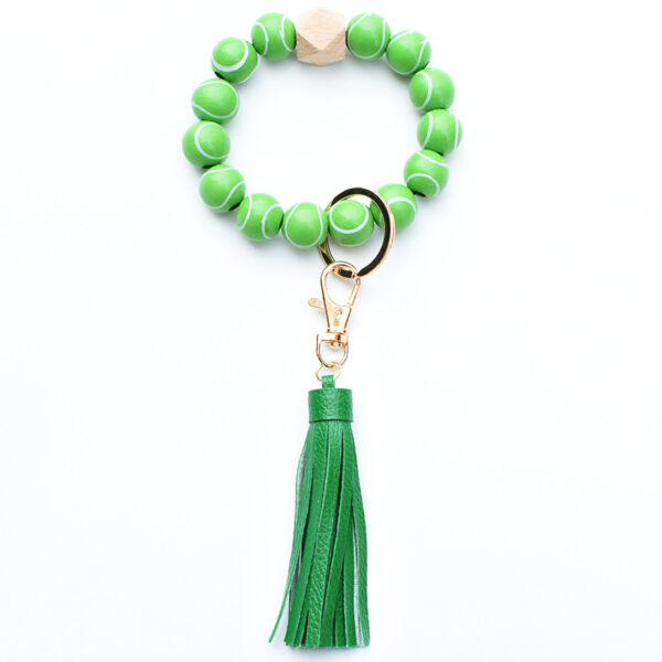 Wholesale Ball Wooden Beads Beaded Wrist Keychain
