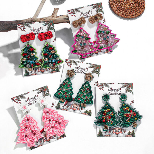 O1CN01ry0Tsw1TQG8waJzSC_2207499512376-0-cib Wholesale Christmas Series Christmas Tree Rice Bead Earrings