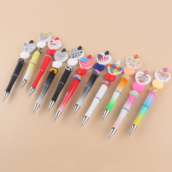 Wholesale Cartoon Love Series Beadable Silicone Beaded Ballpoint Pen