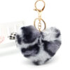 wholesale Imitation Rex Rabbit Fur Leopard Heart Keychain