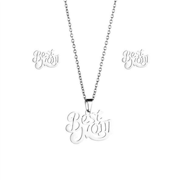 Wholesale Mother's Day Stainless Steel Earrings Necklace Jewelry Set