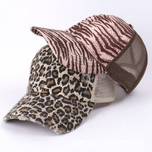 Wholesale Breathable Mesh Leopard Zebra Visor Baseball Cap