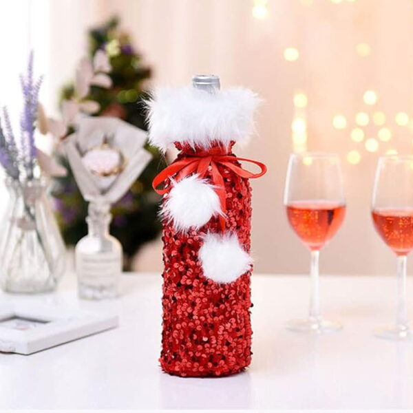 Wholesale New Christmas Glitter Bar Home Plush Wine Bottle Bag