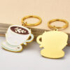 Wholesale Creative Latte Art Coffee Metal Keychain