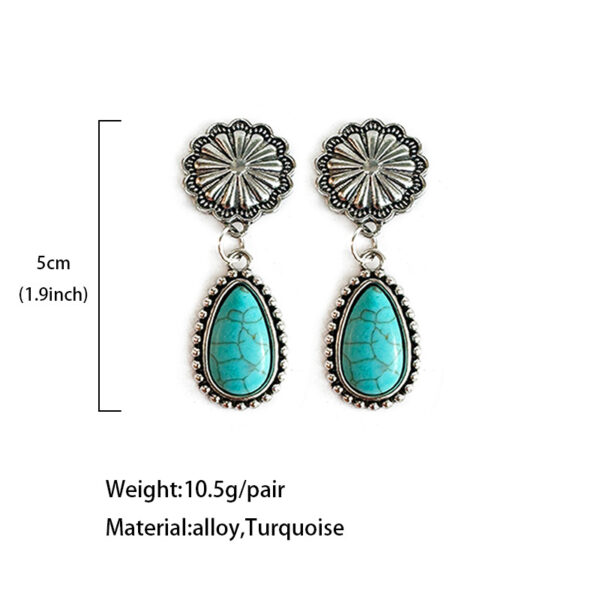 O1CN01s4LMbW1zp38cWxcWX_2215459036762-0-cib Wholesale Western Style Bull Head Sunflower Inlaid Turquoise Metal Earrings