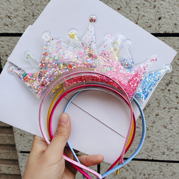 Wholesale Quicksand Crown Kids PVC Sequin Headbands