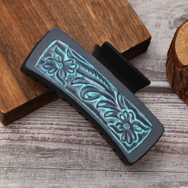 Wholesale Western Style Diamond Pattern Leather Hair Clip Shark Clip