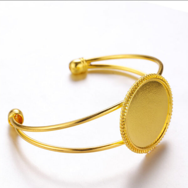 Wholesale Alloy 25mm Round Time Stone Base Open Bracelet