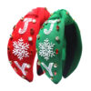 Wholesale Christmas Snowflake Rice Beads Rhinestone Wide Brim Fabric Headband