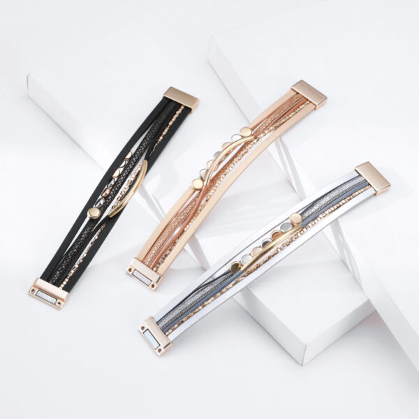 O1CN01s7kZDl2JGxiNEEIJP_1871609395-0-cib Wholesale Vintage Multi-layer Magnetic Buckle Leather Bracelet