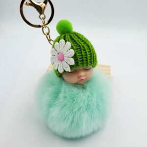 Mint Green / Golden chain Buckle (8cm fur ball)