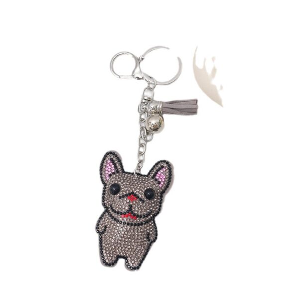 Wholesale Velvet Cartoon Dog Fighting Hot Diamond Keychains