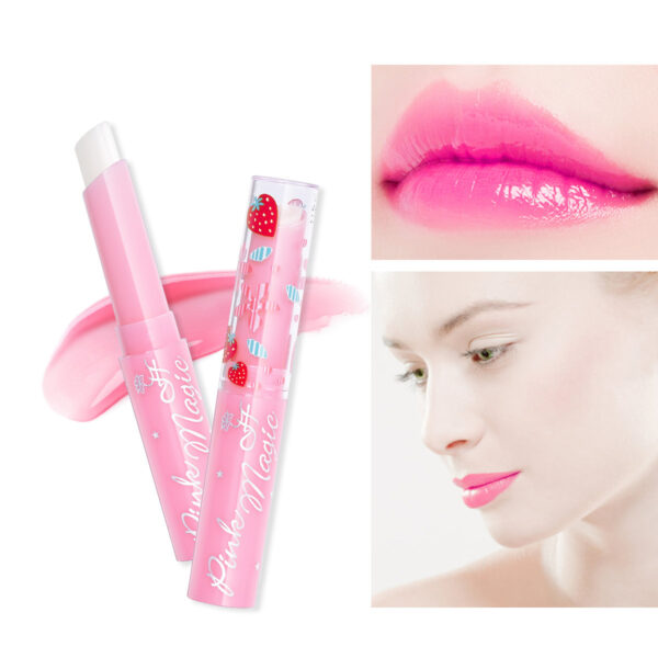 Wholesale Plastic Strawberry Color Changing Lipstick Moisturizing Lip Balm