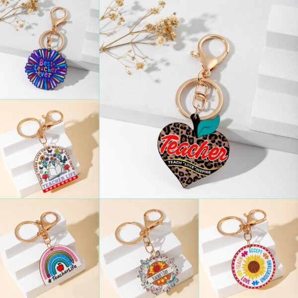 Wholesale Teacher's Day TEACHER Apple Wood Key Chain