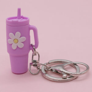 Purple flower flower cup key chain