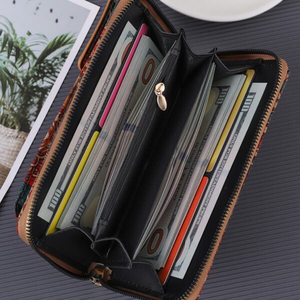Wholesale Vintage Bohemian Style Wallet, Wood Grain Mobile Phone Bag, Zero PU Wallet