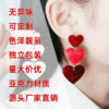 Wholesale Asymmetric Triple Love Acrylic Earrings