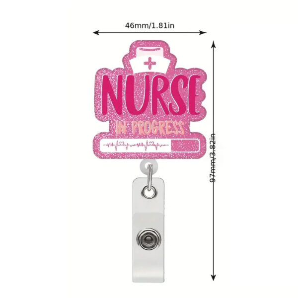 Wholesale Badge Reels Sparkling Powder Acrylic Nurse Retractable Keychain