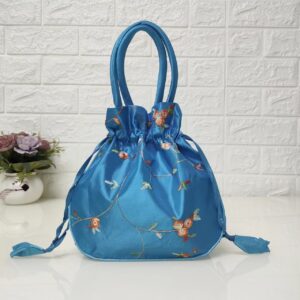 New Lake Blue Embroidered Bag