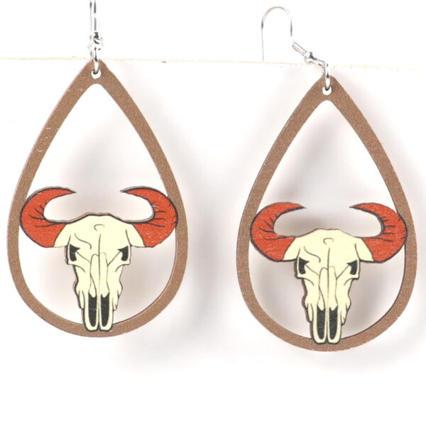 O1CN01sEI4Km27ScYaO2KWM_3843297796-0-cib Wholesale Western Style Sunflower Cow Head Boots Wood Chip Hollow Earrings